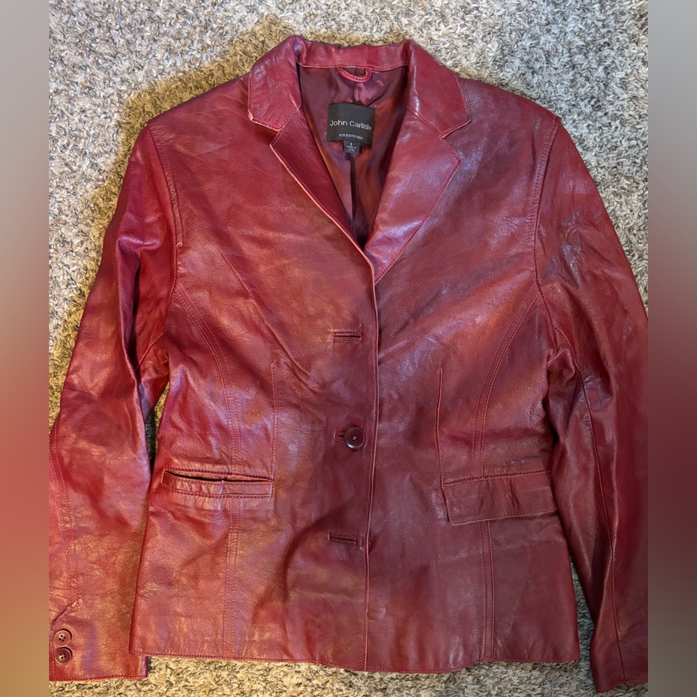 John Carlisle Women's Deep Red Leather Jacket